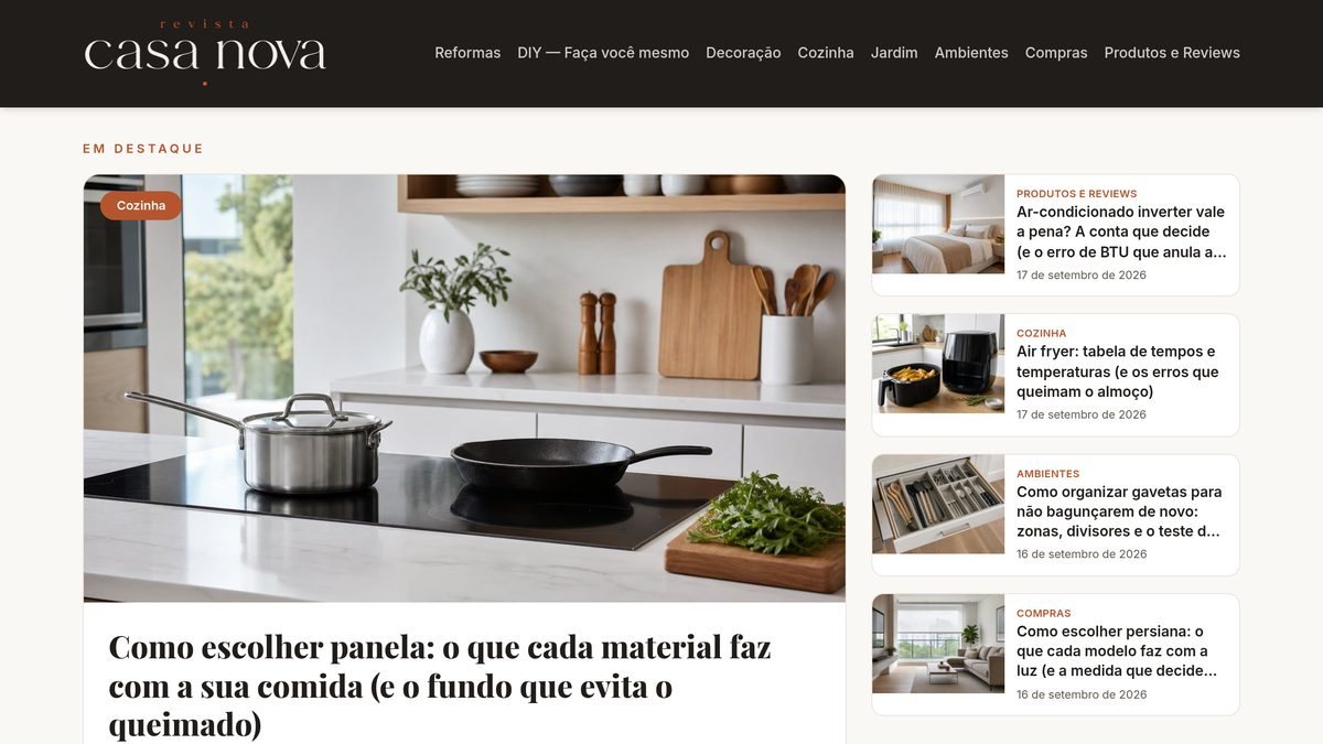 Página inicial do projeto Revista Casa Nova