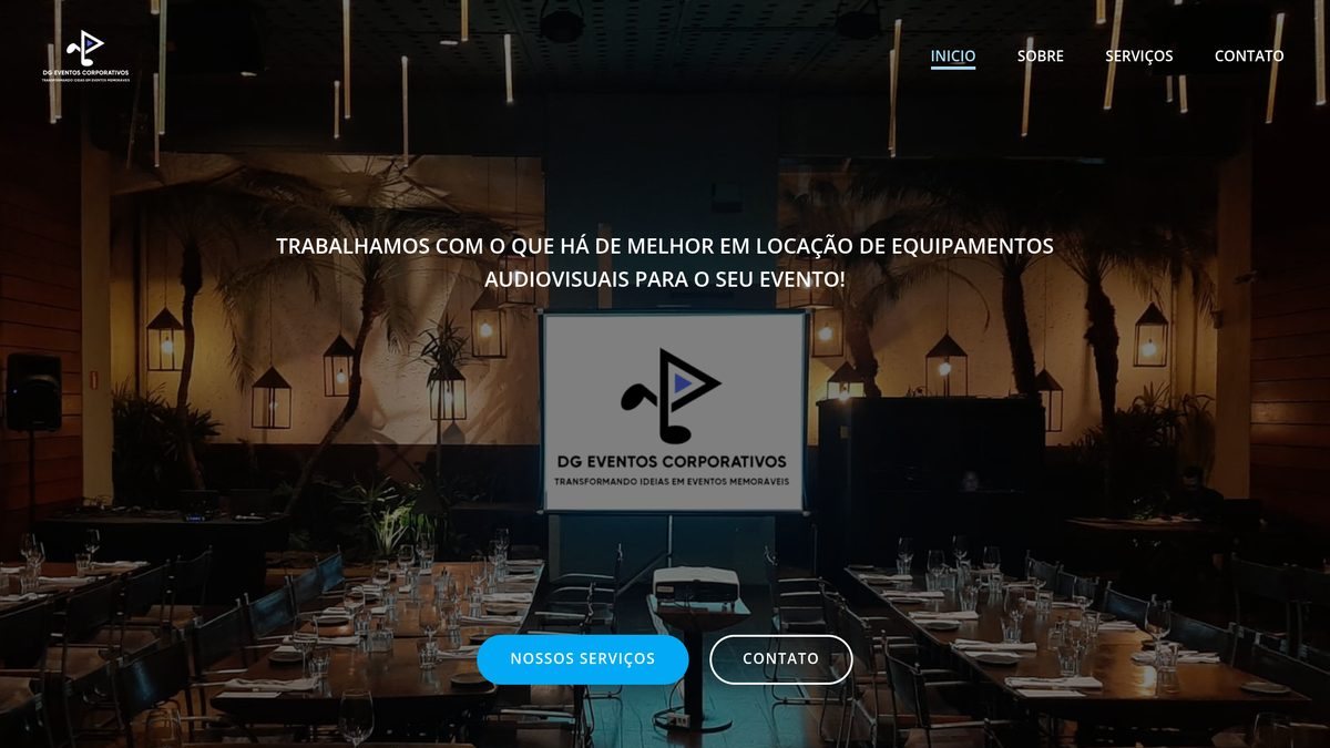 Página inicial do projeto DG Eventos Corporativos