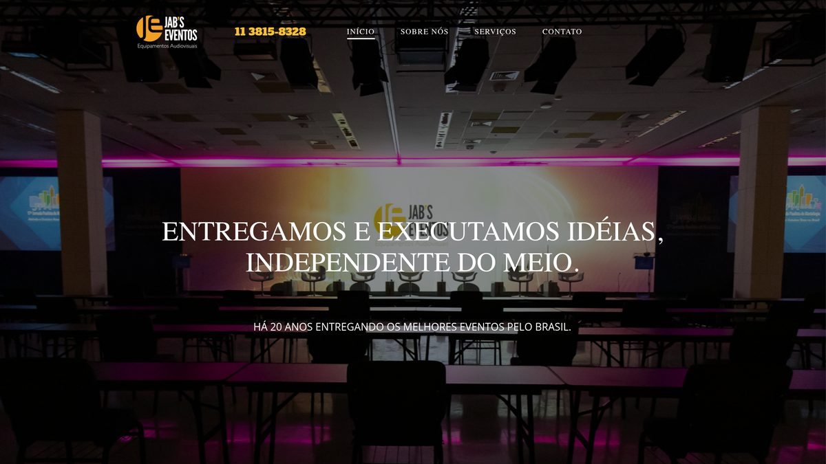 Página inicial do projeto Jab’s Eventos