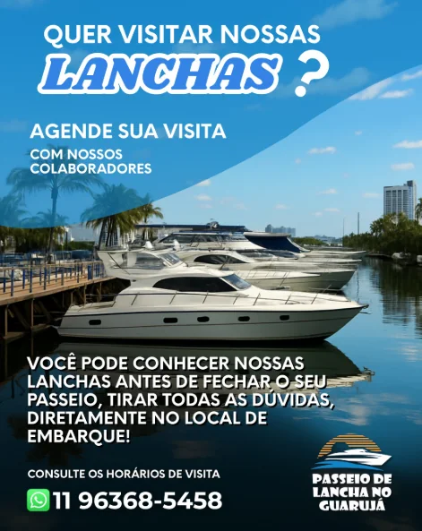 Arte criada para Passeio de Lancha no Guarujá